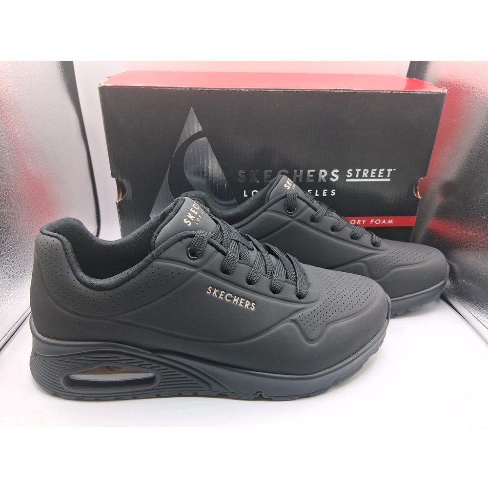 Skechers Womens Street UNO Stand On Air Sneaker Black Wide Fit 8.5 73690W